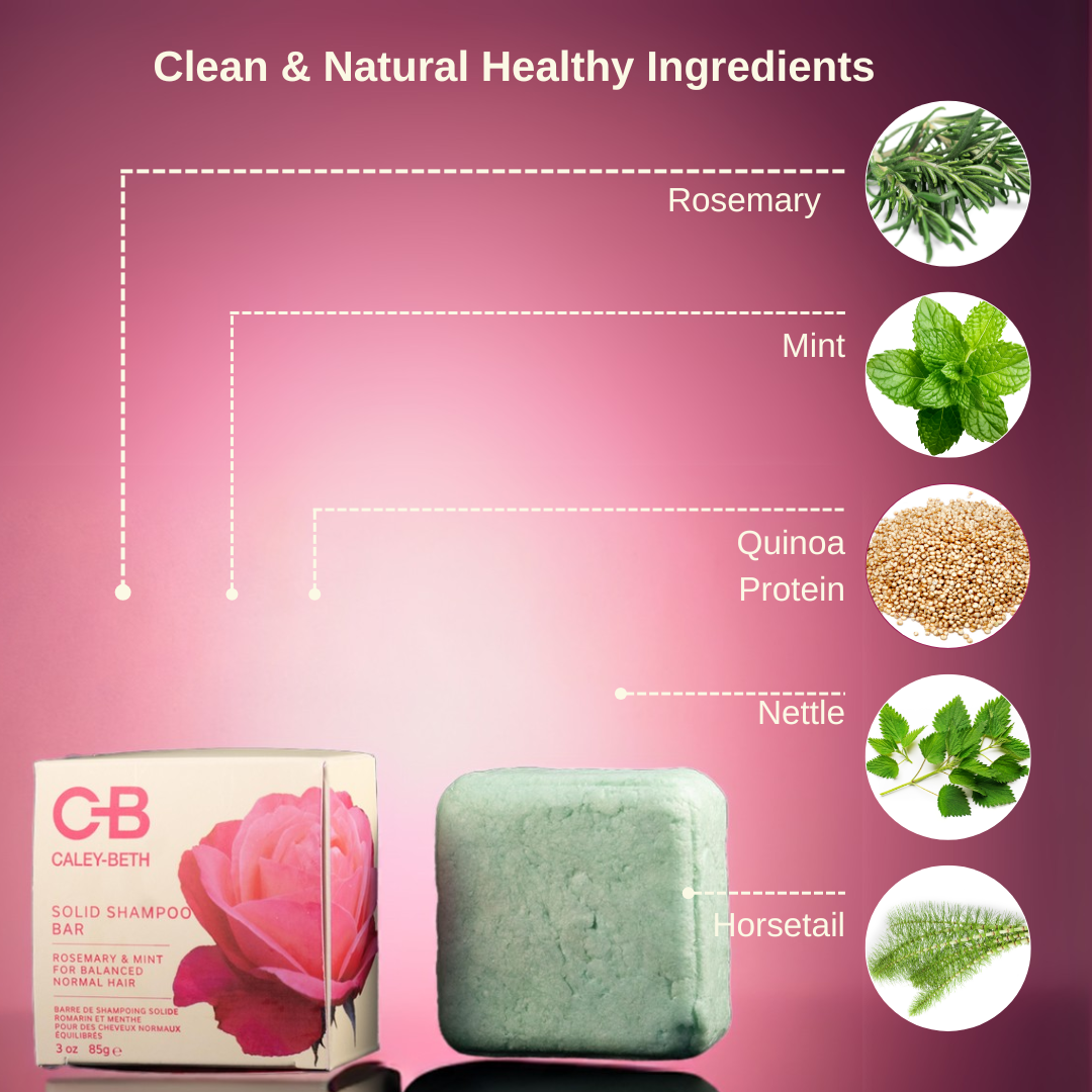 Made in Canada.  Caley-Beth best Solid Shampoo Bar for travelling, soothes scalp and strengthens hair.  Colour safe, Natural, Free from Sulfates, Parabens, Silicones,