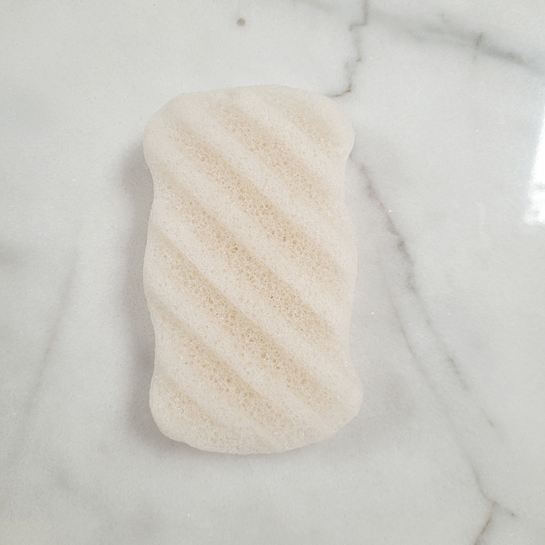 A flat lay of each Konjac Sponge Pure natural white color, showcasing variety in natural, eco-friendly exfoliating sponges.
