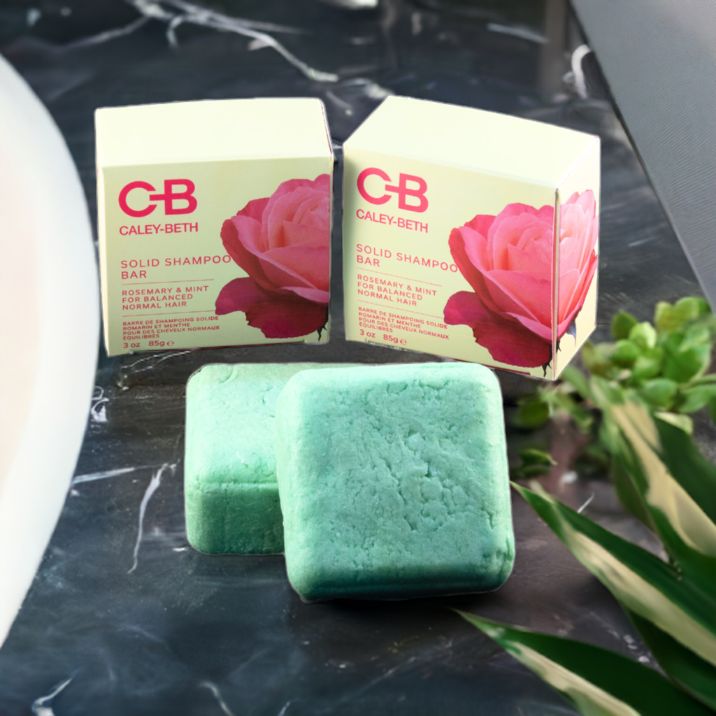 Made in Canada. Caley-Beth best Solid Shampoo Bar for travelling, soothes scalp and strengthens hair. Colour safe, Natural, Free from Sulfates, Parabens, Silicones, Phthalates.
