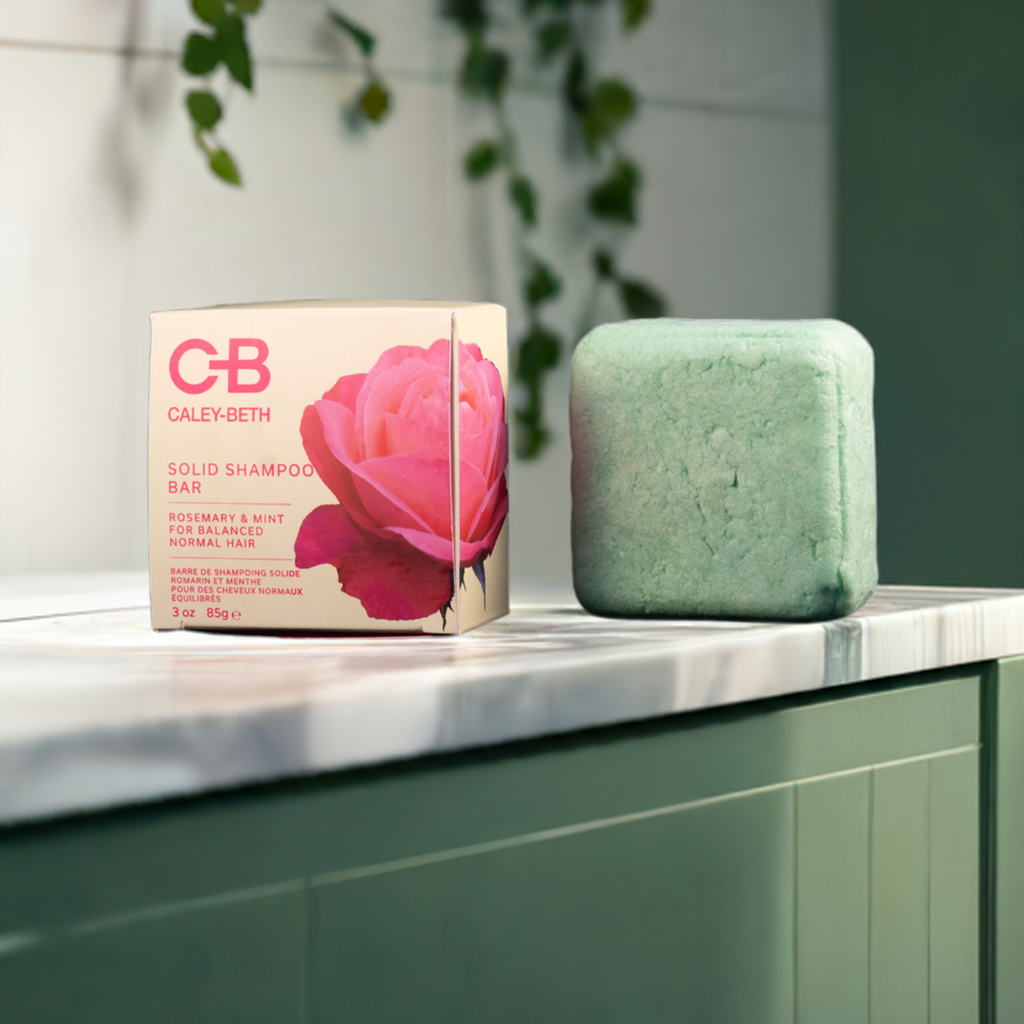 Made in Canada. Caley-Beth best Solid Shampoo Bar for travelling, soothes scalp and strengthens hair. Colour safe, Natural, Free from Sulfates, Parabens, Silicones, Phthalates.