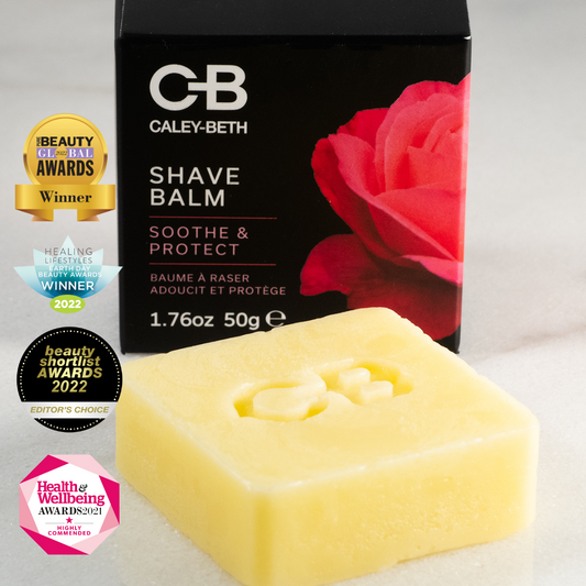Relieve shaving rash, pain, irritation, bumps and burn with Caley-Beth Best Shave Balm Bar. Sustainable, eco friendly , plastic free., zero waste. shaving cream alternative for sensitive skin.