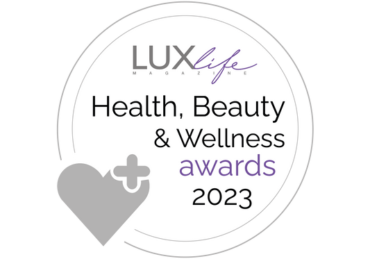 LuxLife Health Beauty & Wellness Awards 2023 badge.