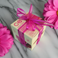 Eco-friendly Soft and Shiny Hair Bundle featuring a rosemary and mint solid shampoo bar and conditioner bar, elegantly wrapped with a pink bow. Handmade in Canada for healthy, glowing hair.