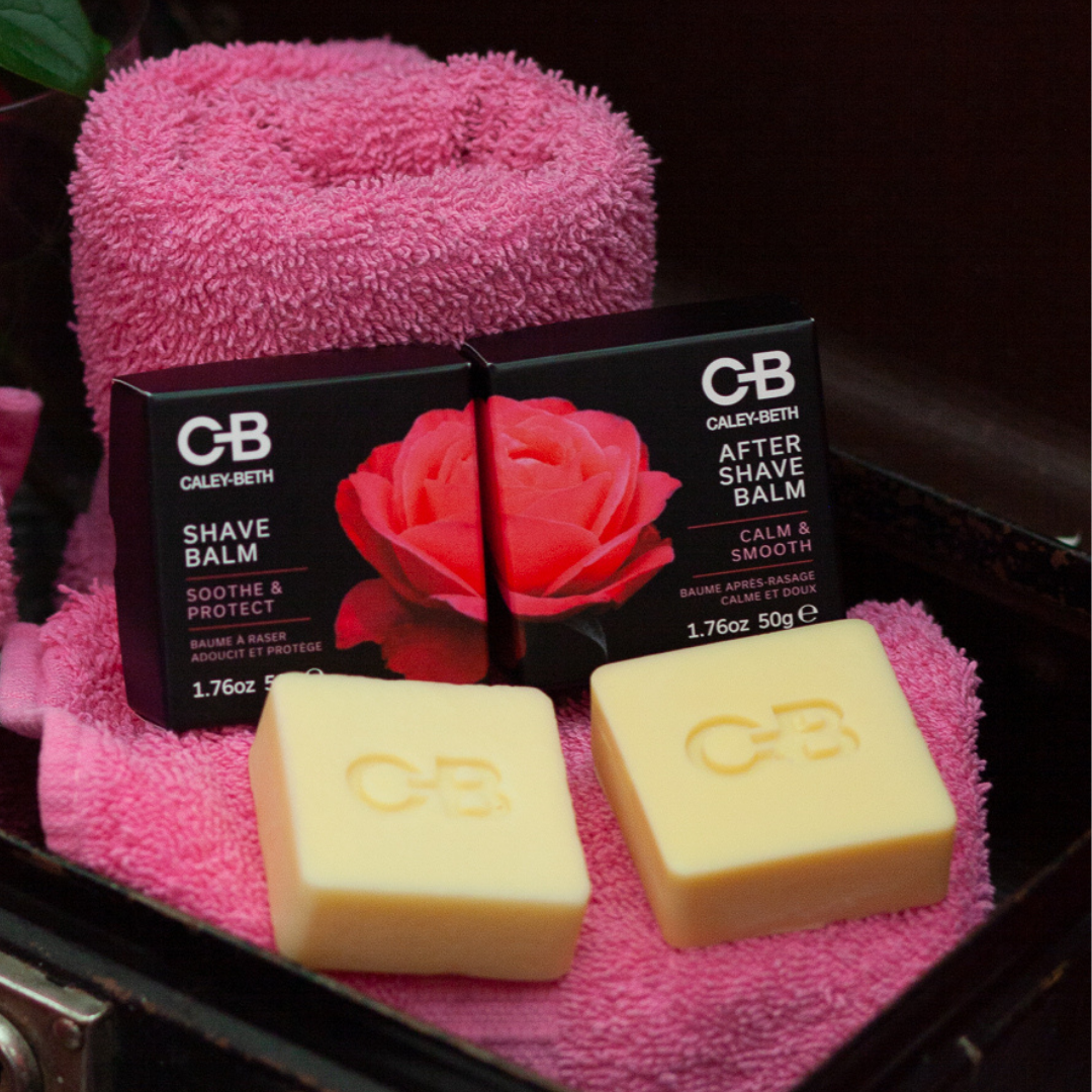 Soothing Shave Duo with Shave Balm and After Shave Balm bars, plastic-free shaving set for smooth, hydrated skin, eco-friendly and natural.