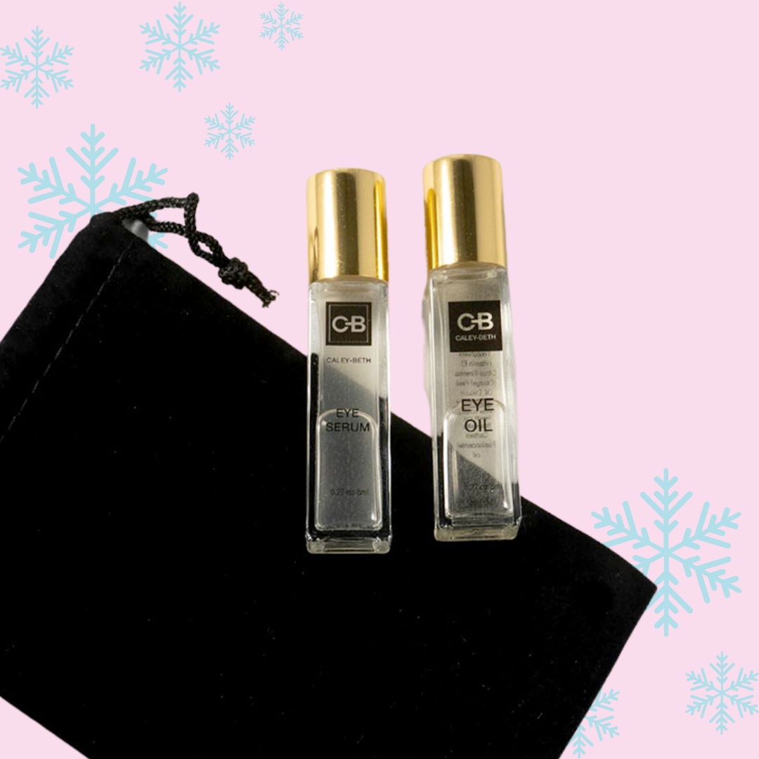 Caley-Beth sustainable skin and body care Toronto, ON Canada. Best gift set with Eye oil serum roller duo for men and women with puffy eyes and wrinkles.