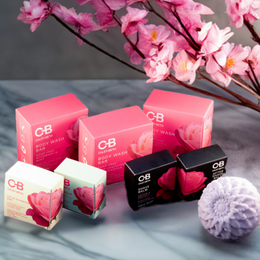 A beautifully curated Wellness Spa Gift Set, featuring natural, plastic-free body care essentials, including Body Wash Bars, Body Balm Bar, Shampoo Bar, Shave Balm, and After Shave Balm—made in Canada for a luxurious, eco-friendly self-care experience.