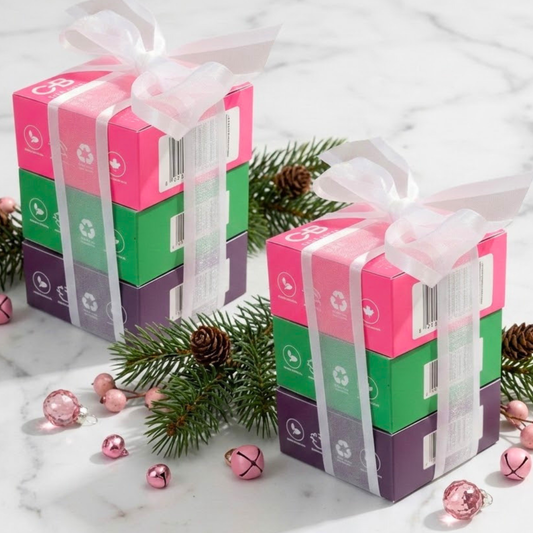 Caley-Beth Canadian-made holiday body wash bar gift bundle featuring six handcrafted, zero-waste body wash bars in a variety of refreshing scents, perfect for holiday gifting.