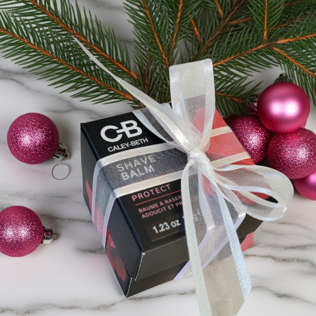Caley-Beth Soothing Shave Duo holiday gift set featuring a solid shave balm and after shave balm, handcrafted in Canada for a smooth, comfortable shave and soothed skin.