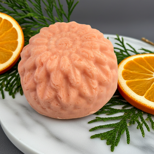 Orange and Cedarwood Body Wash Bar made in Canada, natural soap-free cleanser for soft hydrated skin