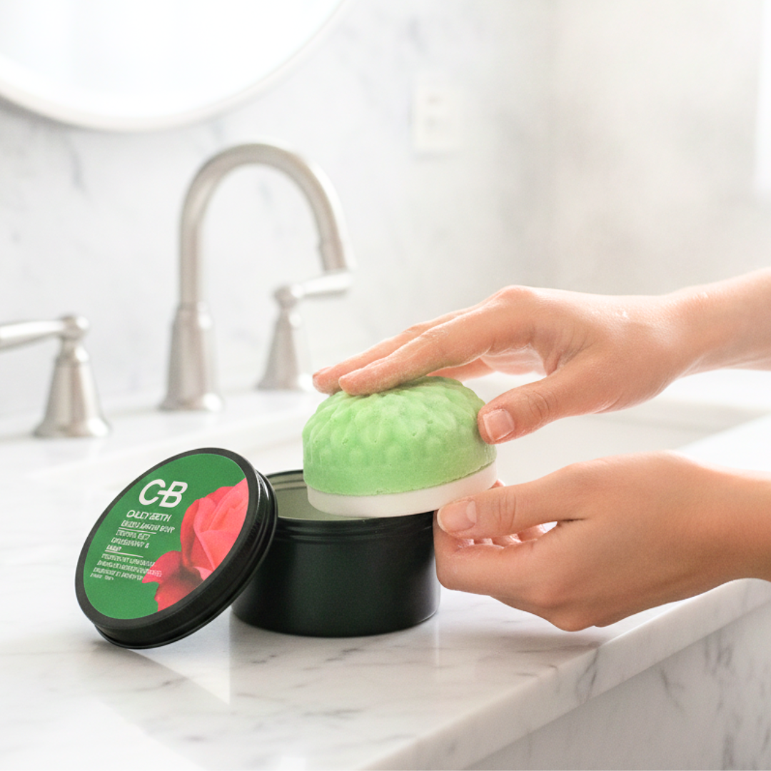 Rosemary & Mint Body Wash Bar Travel Set with Bar Lift and reusable travel tin, Canadian-made.